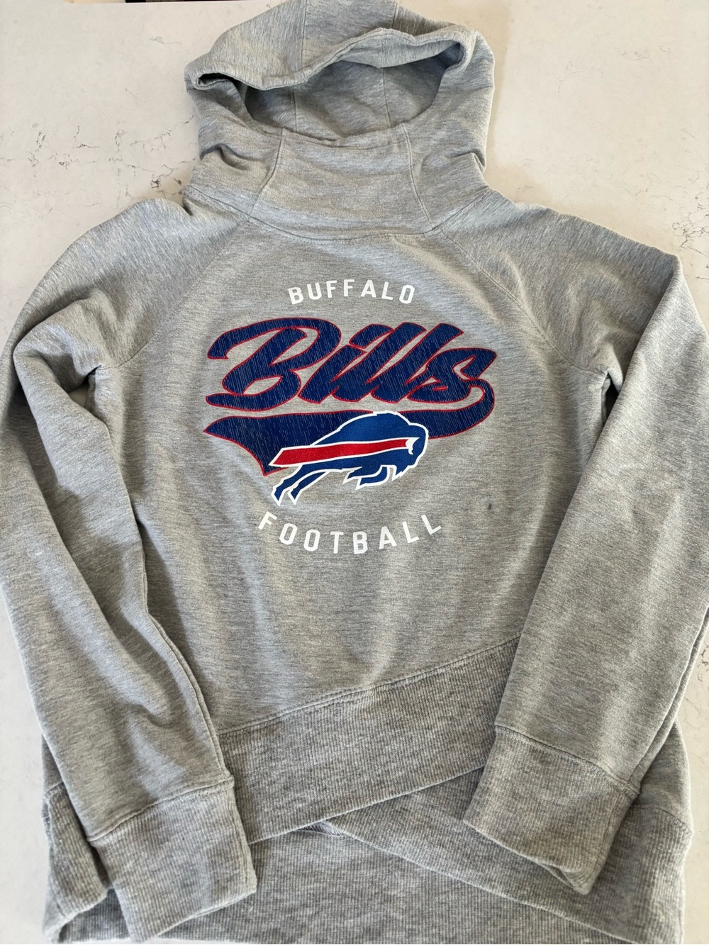 NFL Buffalo Bills Gray Hooded Pullover with Blue & Red Logo
